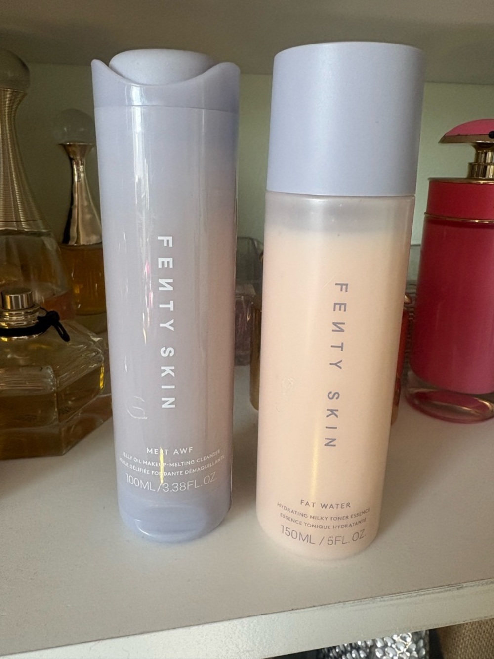 2x Fenty Skin Fat Water & Melt Away Duo in Pale Peach and Lavender